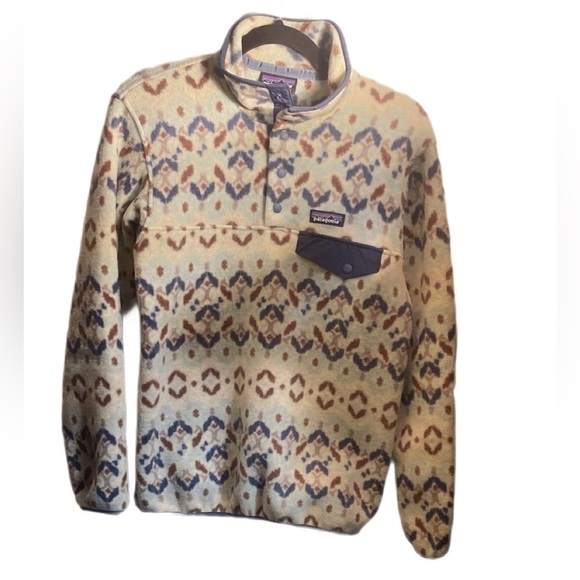 Patagonia Lightweight Synchilla Snap-T Tundra Cluster Big Sky Blue Pullover XS - Picture 2 of 5